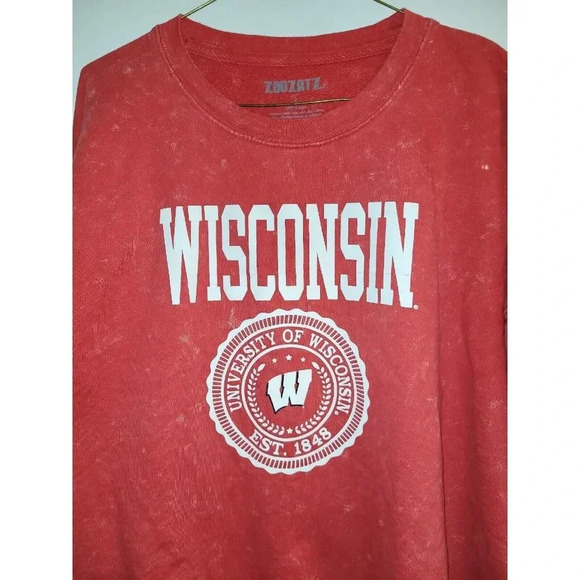 University of Wisconsin Badgers Distressed Sweatshirt Men's Small Long Sleeve - Picture 4 of 16